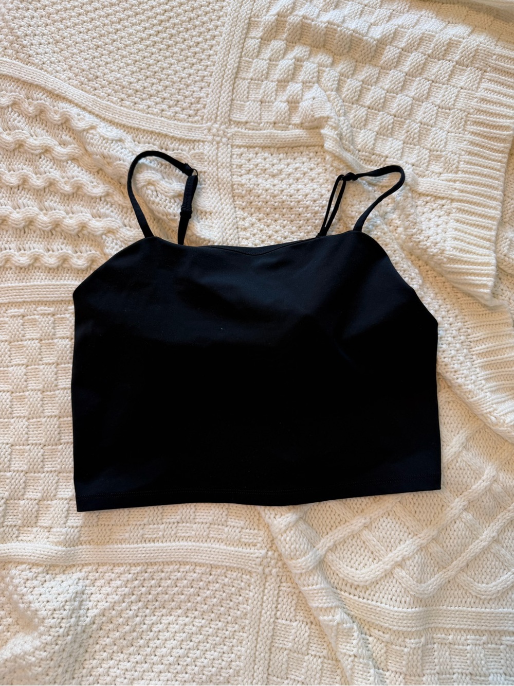 girlfriend collective Black Cropped Cami with Adjustable Straps